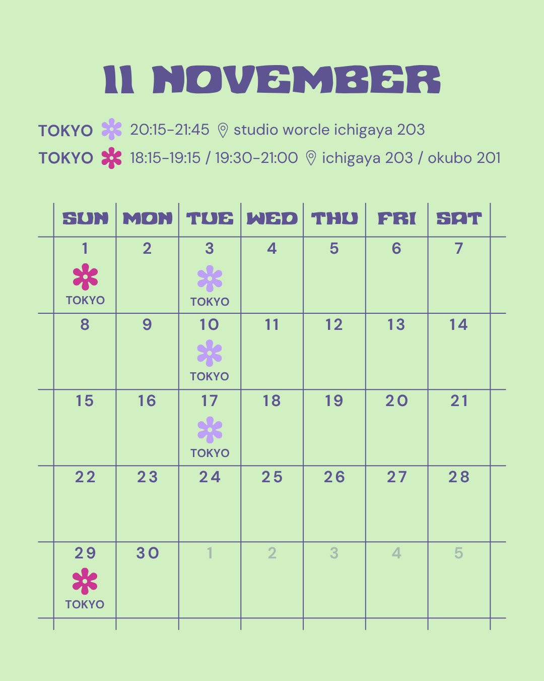 【11月｜月謝】 hirokoboogie TUESDAY CLASS